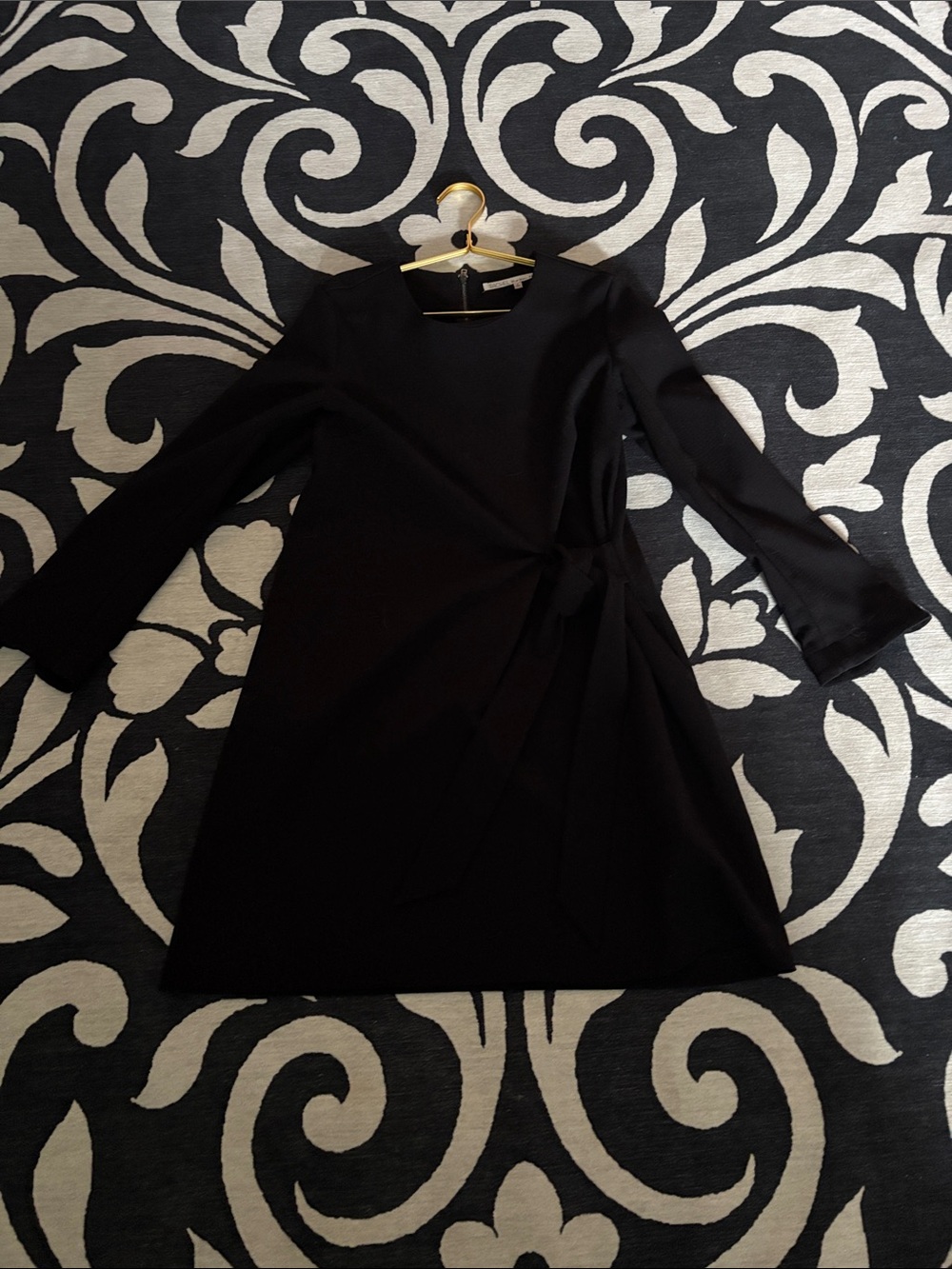 RACHEL Rachel Roy Black Long-Sleeve Side-Tie Shift Dress